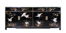 LOVELY CHINOISERIE BLACK LAQUERED SIDEBOARD WITH FOUR DRAWERS & PAIR OF SHELVES for sale  Shipping to South Africa
