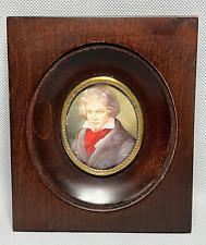 Pintura francesa antiga miniatura retrato Ludwig Beethoven moldura de madeira assinada comprar usado  Enviando para Brazil