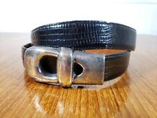 BRIAN TOOHEY 925 Sterling Silver Buckle Snake Embossed Leather Belt Medium  for sale  Shipping to South Africa