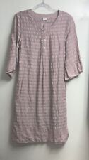 Poetry Dusty Pink Linen Dress 8 3/4Sleeve Button Front Shirt Dress Pockets VY34 for sale  Shipping to South Africa