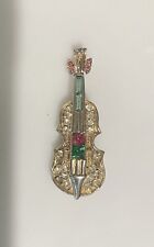 Broche vintage violino violoncelo tom dourado rosa verde strass detalhes comprar usado  Enviando para Brazil