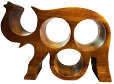 Wood Wine Rack Solid Wood Bottle Stand Elephant Abstract, used for sale  Shipping to South Africa