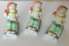 Three Fitz & Floyd Small Porcelain Kids on Sleds Figurines Japan 3" x 2 1/2" for sale  Rock Island