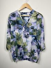 Camisa para mujer Susan Graver XL verde púrpura floral manga 3/4 acuarela segunda mano  Embacar hacia Argentina