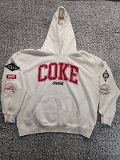 Używany, Coca Cola Sweatshirt Mens Extra Large White Logo Embroidered Pullover Hoodie na sprzedaż  Wysyłka do Poland
