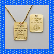 Dog Tag folheado a ouro 24K Am Yisrael Chai Stand With Israel We Will Dance Again, usado comprar usado  Enviando para Brazil