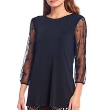 Blusa túnica Eva Varro feminina XS preta malha transparente manga bordada comprar usado  Enviando para Brazil