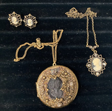 Lote Vintage de 3, 2xColar 1, Brincos Pingente CAMEO comprar usado  Enviando para Brazil