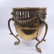 Large Vintage Brass Champagne Ice Bucket Wine Cooler Leaf Berry Ring Handles, used for sale  Shipping to South Africa