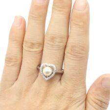 Gorgeous White Pearl White Sapphire CZ Silver Rings 9.75 for sale  Shipping to South Africa