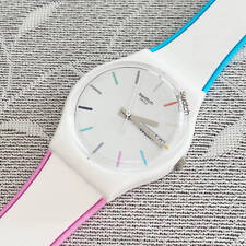 Relógio feminino Swatch Edgyline Gw708 fabricado na Suíça quartzo branco 34 mm longo prazo Stora comprar usado  Enviando para Brazil