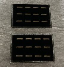Conjunto de 2 suportes de exibição vintage anel/joalheria veludo preto 12 slots cada comprar usado  Enviando para Brazil