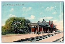 Usado, Cartão postal Oshkosh Wisconsin WI C & N W vagão estação de trem depósito c1910 antigo comprar usado  Enviando para Brazil