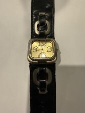 Relógio de pulso feminino preto de couro sintético pulseira prata BATERIA NOVA comprar usado  Enviando para Brazil
