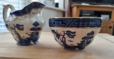 BOOTHS Real Old Blue Willow  Pattern A8025 VINTAGE milk jug and sugar bowl for sale  CHRISTCHURCH