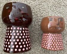 Opalhouse Stoneware Face Planter Vase Set Of 2 -Brown Pink Dotted 6” & 4 3/8” for sale  Shipping to South Africa