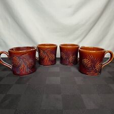 Usado, Conjunto de 4 canecas de chá de café pinha marrom em relevo - grandes escultores de céu comprar usado  Enviando para Brazil