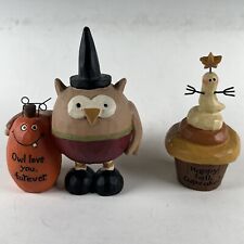 Lote de 2 figuras de búho con calabaza fantasma cupcake otoño decoración de Halloween segunda mano  Embacar hacia Argentina