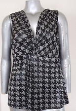 Woman NY Collection Top Blouse Size 2X Twisted V~Neck Metallic Houndstooth print for sale  Shipping to South Africa