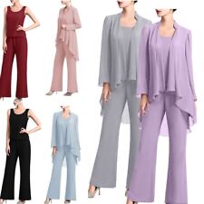Womens Wedding Party Outfit Chiffon Party Suit Wedding 3 Pieces Pantsuits for sale  Shipping to South Africa