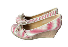 Clarks Originals Wedge Espadrilles Red White Pinstripe Canvas Wedges Size 8 for sale  Shipping to South Africa