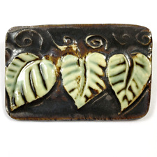 VINTAGE Marie GOUGEON Ceramic POTHOS House Plant LEAVES/ LEAF Artisan BROOCH PIN, used for sale  Shipping to South Africa