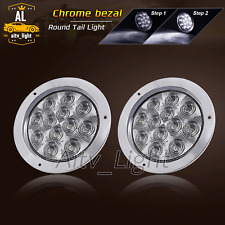2 Pcs Sealed White 12 LED 4" Round Reverse Backup Rear Tail Light 12V Waterproof, used for sale  Shipping to United States