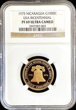 Moneda de oro Nicaragua 1000 Córdoba 1975 bicentenario de Estados Unidos a prueba de NGC 69 ULTRA CAMEO segunda mano  Embacar hacia Argentina