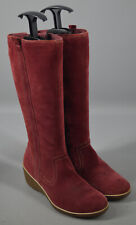 Usado, Botas Ecco femininas de couro camurça vermelha borgonha altura do joelho tamanho UK 6, EU 39. comprar usado  Enviando para Brazil