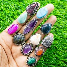 Used, Malachite & Mix rings Handmade rings Silver Plated Rings Boho Style Rings TE-42 for sale  Shipping to South Africa