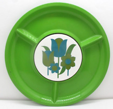 Bandeja de servir seccionada verde vintage azulejo central de porcelana floral 13" de largura, usado comprar usado  Enviando para Brazil