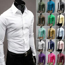 Camisas masculinas elegantes casuais formais slim fit manga longa camisas de luxo camisetas do Reino Unido comprar usado  Enviando para Brazil