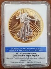 1933 GOLD DOUBLE EAGLE REPLICA COPY HISTORICAL GOLD EAGLE -  IN PLASTIC HOLDER for sale  Roswell