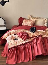 Juego de ropa de cama princesa con volantes florales 100 % algodón estilo vintage francés segunda mano  Embacar hacia Argentina