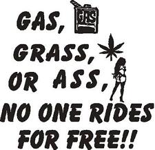 GAS GRASS OR ASS NO ONE RIDES FOR FREE HOON DRIFTCAR DECAL STICKER for sale  Shipping to South Africa