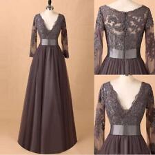 Mother Of the Bride Dress For Wedding Long Sleeve Lace Top Chiffon Floor Length for sale  Shipping to South Africa