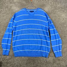Suéter masculino de malha Tommy Hilfiger manga longa 2XL XXL listrado azul gola V algodão comprar usado  Enviando para Brazil