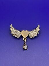 Broche de cristal pendurado asas de anjo coração de strass tom dourado comprar usado  Enviando para Brazil