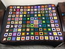 Manta afgana cuadrada de crochet vintage 72x54 multicolor hecha a mano segunda mano  Embacar hacia Argentina
