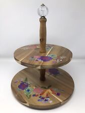 Pioneer Woman Lazy Susan Tiered Wood Floral Spins Organization Decorative Finial for sale  Shipping to South Africa
