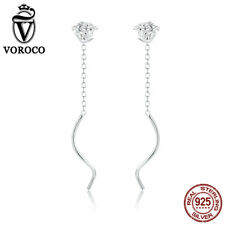 Voroco Real .925 Sterling Silver Brincos Ponto De Luz Elegante em Rosa Fit Mulheres Jóias, usado comprar usado  Enviando para Brazil