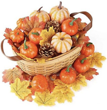 Used, 128 Pcs Autumn Decoration Set Harvest Lifelike Artificial Pumpkin Maple Leaves for sale  Shipping to South Africa