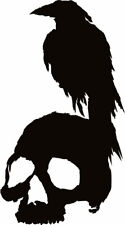 Skull & Raven silhouette VINYL DECAL sticker raven crow birds skulls dark, used for sale  Shipping to South Africa