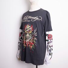 Pulôver masculino ED HARDY camiseta manga longa logotipo grande tamanho G fabricado nos EUA comprar usado  Enviando para Brazil