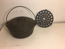 Vintage 4 Quart Cast Iron Dutch Over Kettle Pot with Trivet Unmarked for sale  Shipping to South Africa