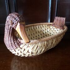 Vintage Duck Cane Wicker Weave Bamboo Basket Storage Woven Egg Display Kitchen for sale  Shipping to South Africa