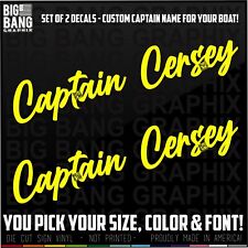 2 Custom Name Boat Captain Vinyl Decal Sticker SET River Lake Life Funny Gift for sale  Shipping to South Africa