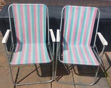 Used, Vintage Retro Fold Up Folding Striped Garden Camping Aluminium Chairs x 2 for sale  Shipping to South Africa