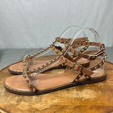 Sandálias femininas Portland Boot Company 10 couro marrom tachas douradas gladiador comprar usado  Enviando para Brazil