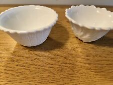 Two Milk Glass Bowl White Ruffled Edge Trinket Candy Dish Vintage for sale  Shipping to South Africa